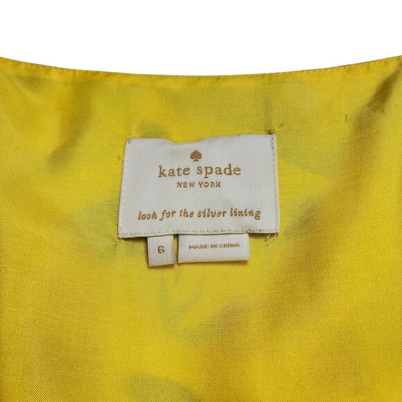 Kate Spade Womens Cathleen Silk Wrap Dress Size 6 Yellow Floral Brunch Designer - Picture 11 of 16